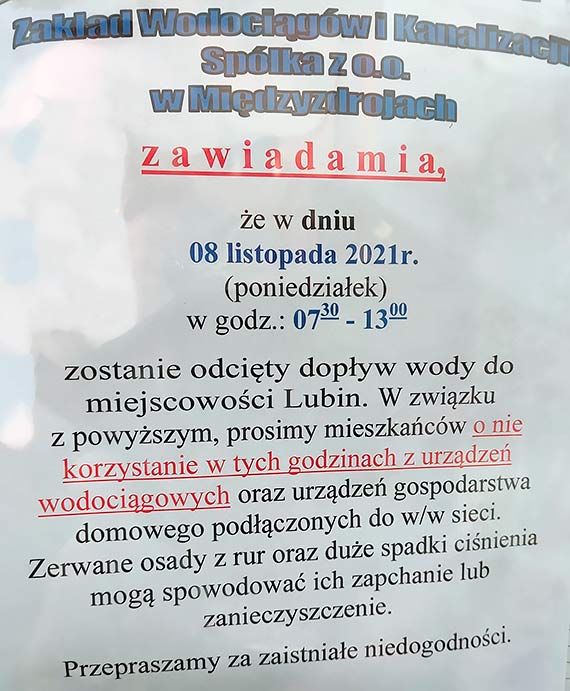 Uwaga mieszkacy Lubina! W poniedziaek przez kilka godzin nie bdziecie mie wody!