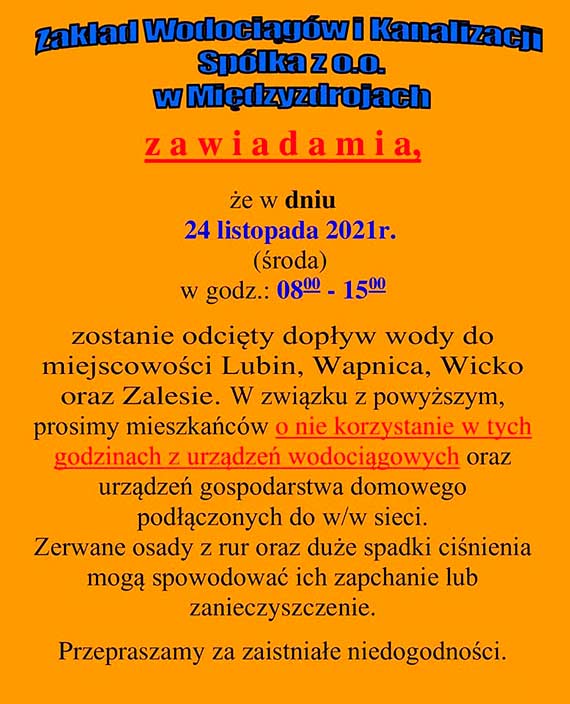 W rod mieszkacy gminy Midzyzdroje bd bez wody!