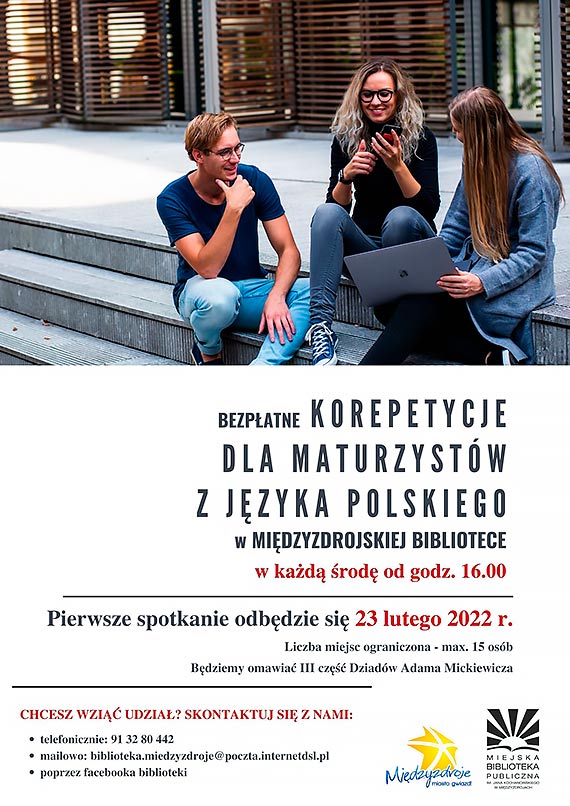 Bezpatne korepetycje dla maturzystw z jzyka polskiego w midzyzdrojskiej bibliotece