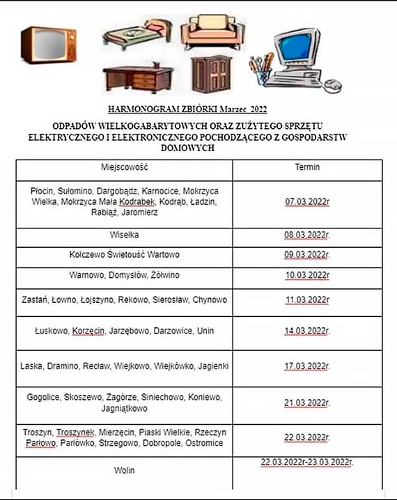 Znamy harmonogram odbioru odpadw wielkogabarytowych oraz zuytego sprztu elektryczne i elektronicznego