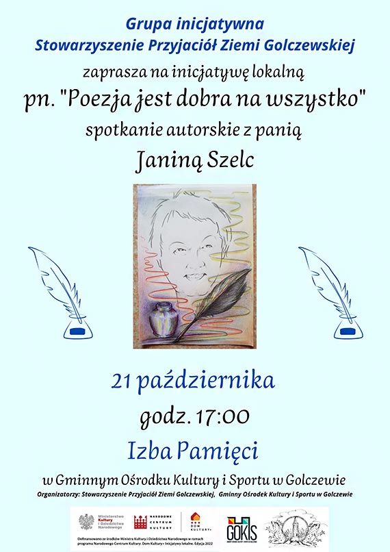 Serdecznie zapraszamy na jesienne spotkanie z poezj autorstwa mieszkanki Golczewa pani Janiny Szelc