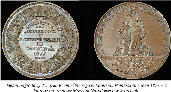 Medal nagrodowy Zwizku Rzemielniczego w Kamieniu Pomorskim z roku 1877