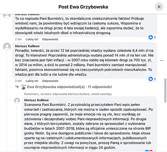 Burmistrz Ewa Grzybowska mija si z prawd i straszy mieszkaca sdem