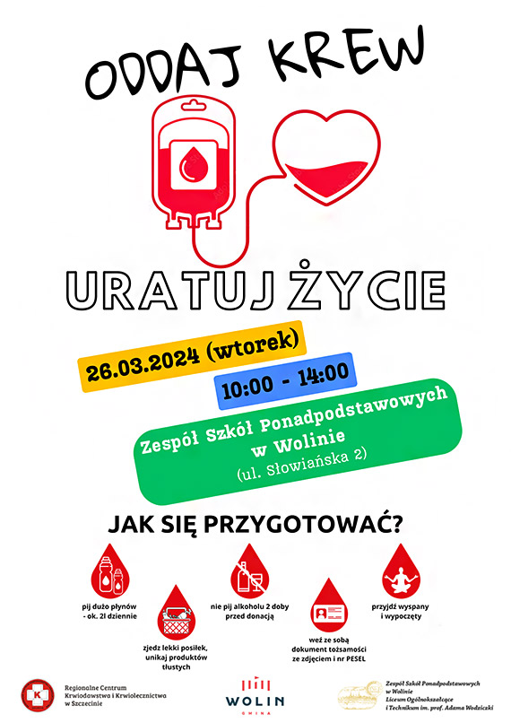 Akcja charytatywna zorganizowana przez uczniw i nauczycieli Zespou Szk Ponadpodstawowych w Wolinie