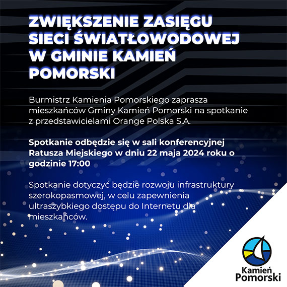 Zwikszenie zasigu sieci wiatowodowej w Gminie Kamie Pomorski