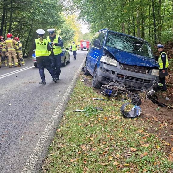 Wypadek drogowy na trasie Kale-wierzno – motocyklista z busem