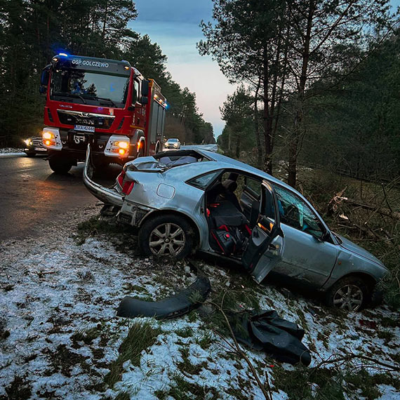 Dachowanie na drodze wojewdzkiej nr 108 w okolicach Uniborza