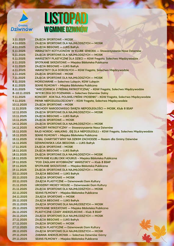 Listopad w Gminie Dziwnów