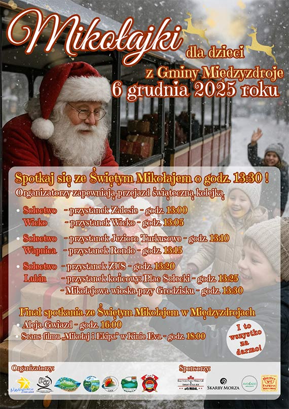 Świąteczna kolejka i spotkanie z Mikołajem. Mikołajki w Gminie Międzyzdroje już 6 grudnia!