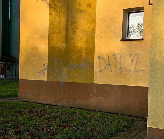 Funkcjonariusz po subie uj sprawc dewastacji elewacji bloku