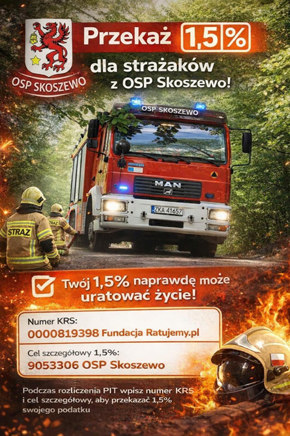 1,5% podatku dla OSP Skoszewo. Stra�acy s� blisko zakupu defibrylatora AED
