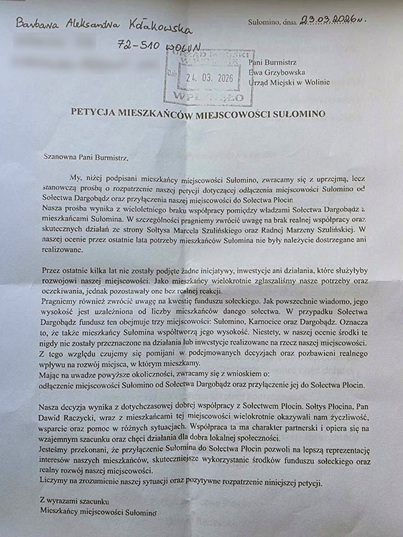 Mieszkańcy Sułomina chcą zmian. Żądają przyłączenia do sołectwa Płocin!