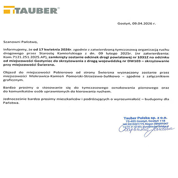 Droga zamknięta od 17 kwietnia. Prace potrwają nawet do końca maja