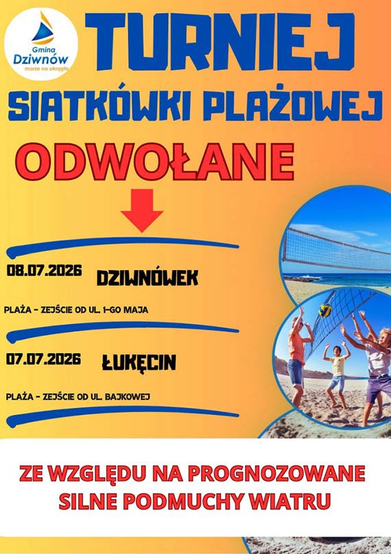 Turniej siatk�wki pla�owej odwo�any