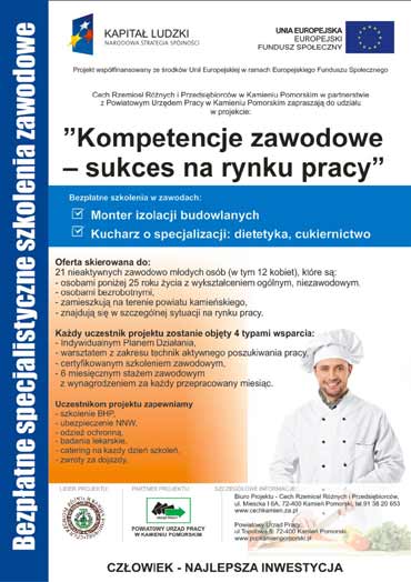 Kamie Pomorski: Bezpatne szkolenia dla cukiernikw, dietetykw i monterw izolacji budowlanych