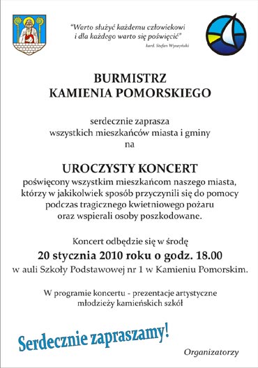 Zaproszenie na uroczysty koncert