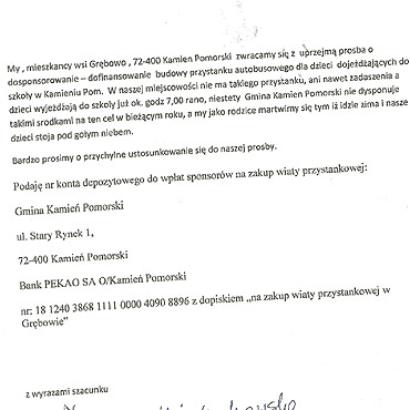 Mieszkacy zbieraj na przystanek dla dzieci