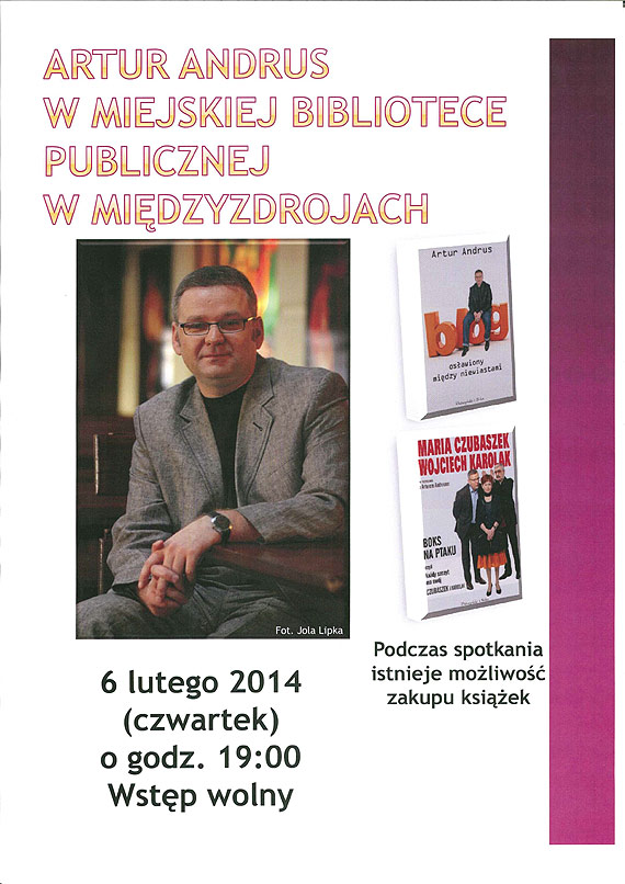 Artur Andrus w bibliotece w Midzyzdrojach